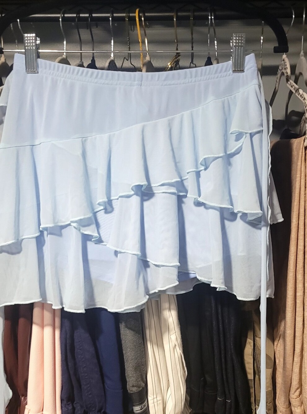 5 For $25 Shein Light Blue Ruffled Mini Skirt with Tie Waist - Picture 2 of 4